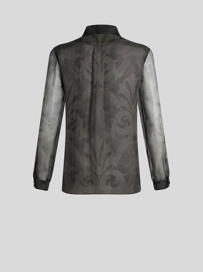 Women Etro Shirts And Blouses Printed Silk Shirt With Ruching Grey Women Etro Shirts And Blouses Printed Silk Shirt With Ruching Grey