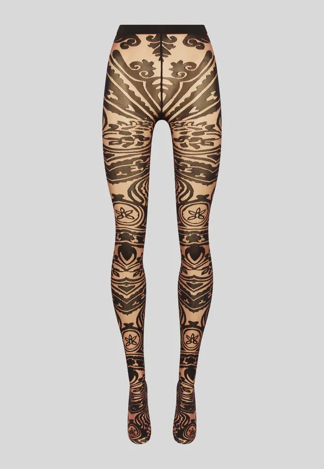 Women Etro Socks And Tights Paisley Tattoo Tights Dark Brown
