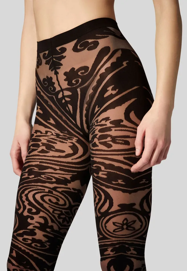 Women Etro Socks And Tights Paisley Tattoo Tights Dark Brown Women Etro Socks And Tights Paisley Tattoo Tights Dark Brown