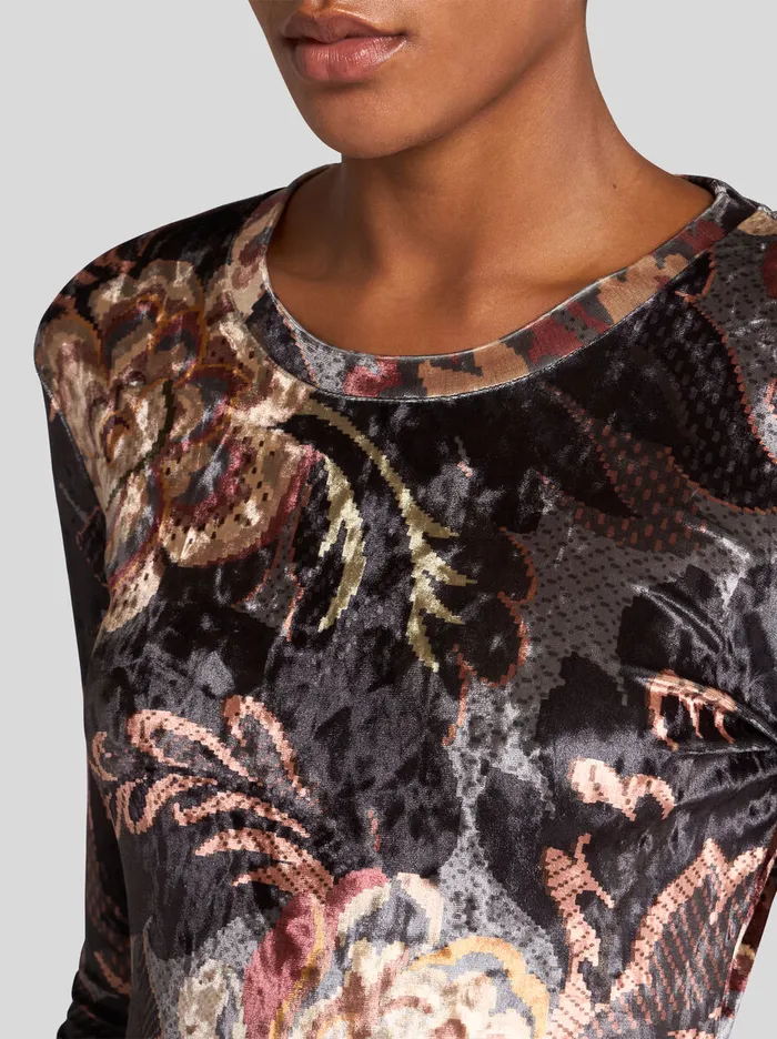 Women Etro Tops Printed Chenille Top Grey Women Etro Tops Printed Chenille Top Grey