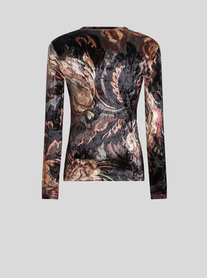 Women Etro Tops Printed Chenille Top Grey Women Etro Tops Printed Chenille Top Grey
