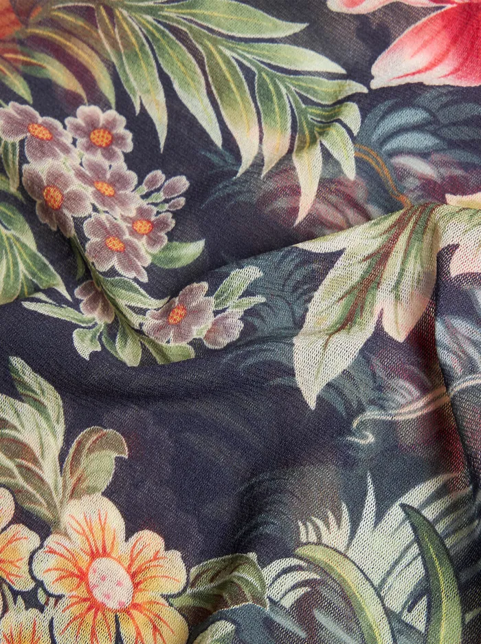 Women Etro Tops Tulle Top With Print Navy Blue