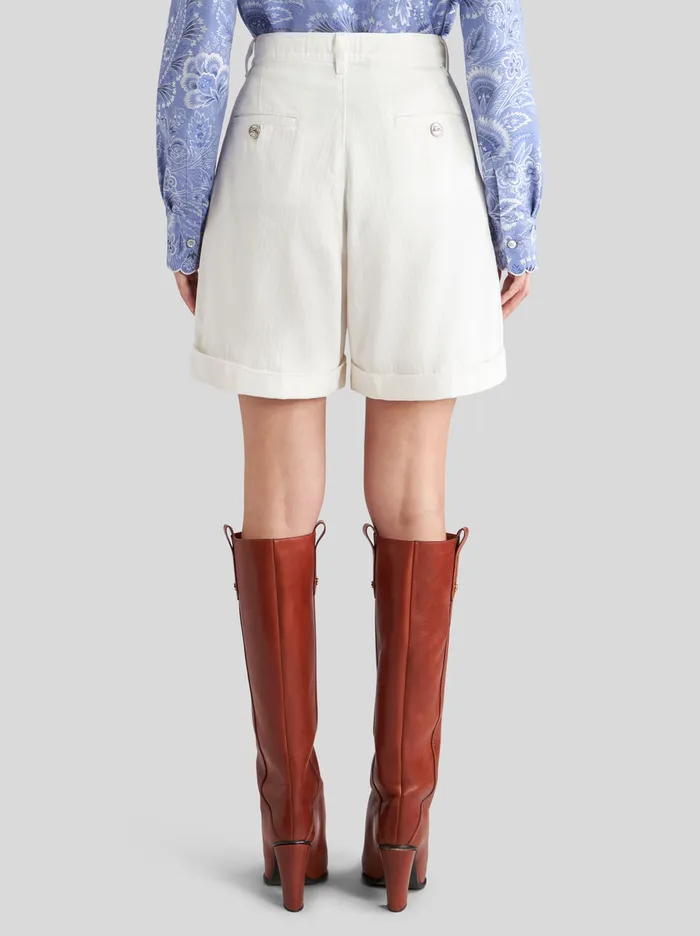 Women Etro Trousers Cotton Bermuda Shorts With Buttons White Women Etro Trousers Cotton Bermuda Shorts With Buttons White