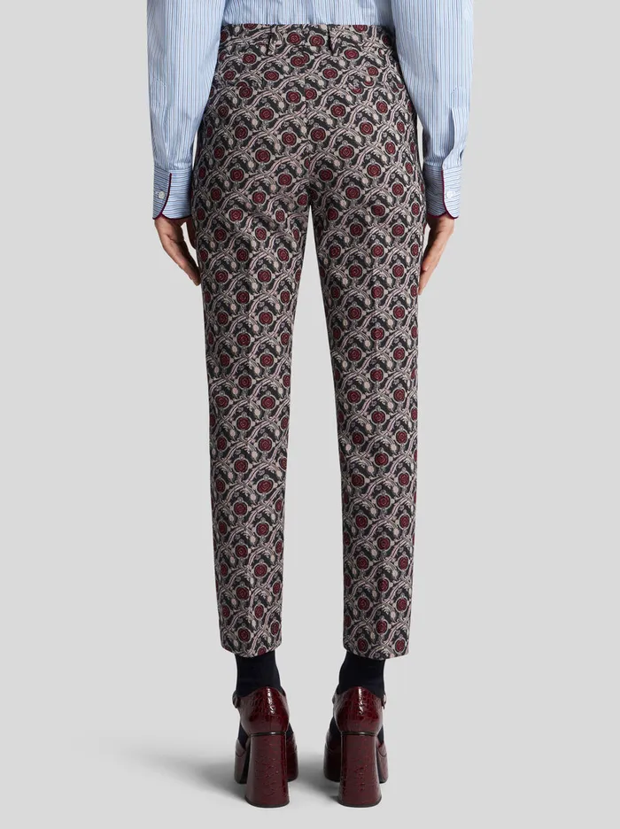 Women Etro Trousers Jacquard Cigarette Trousers Navy Blue Women Etro Trousers Jacquard Cigarette Trousers Navy Blue