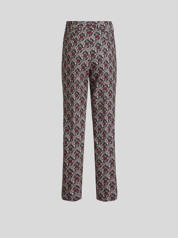 Women Etro Trousers Jacquard Cigarette Trousers Navy Blue Women Etro Trousers Jacquard Cigarette Trousers Navy Blue