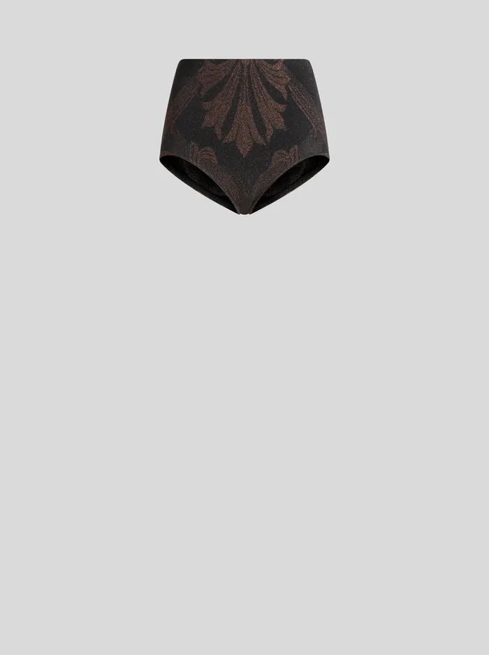Women Etro Trousers Metallic Jacquard Shorts Black