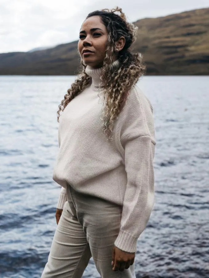 Women Eyre Roll Neck Knit Jumper Birch Finisterre Knitwear