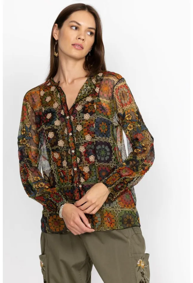 Women Flavie Mesh Blouse Multi Johnny Was Tops