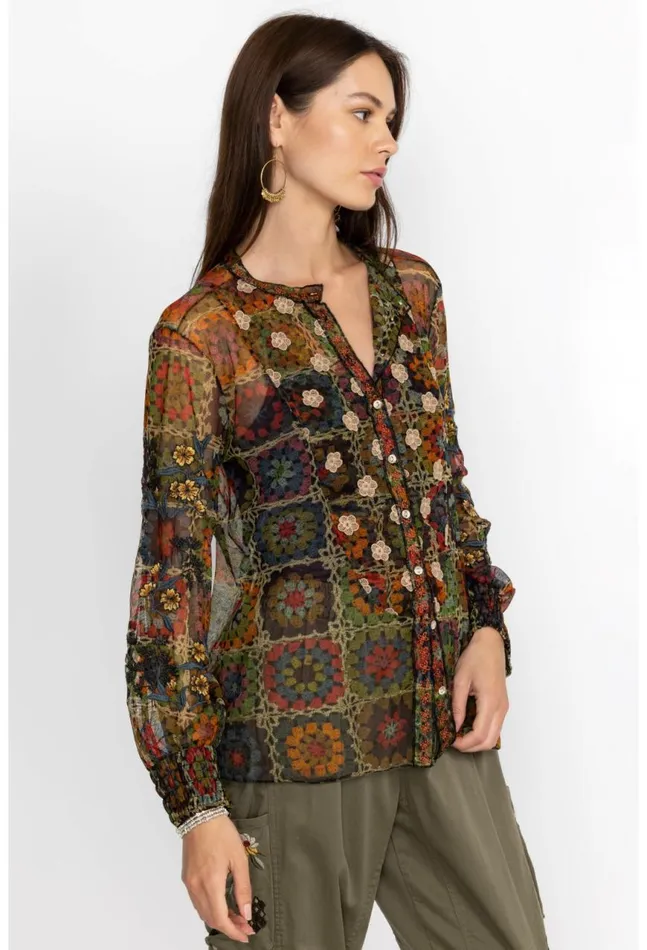 Women Flavie Mesh Blouse Multi Johnny Was Tops