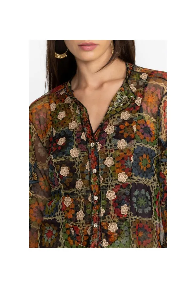 Women Flavie Mesh Blouse Multi Johnny Was Tops