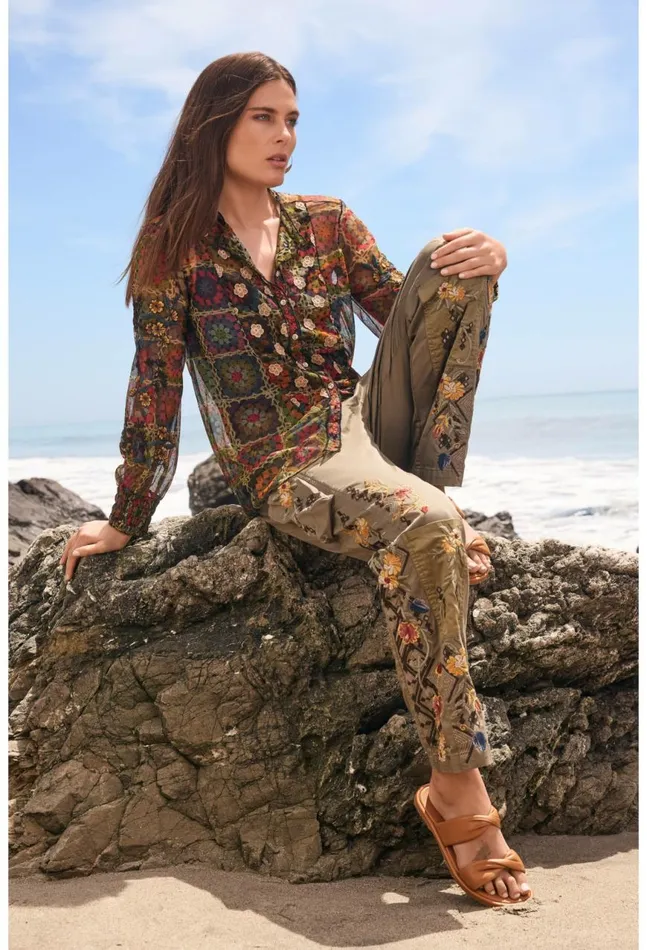 Women Flavie Mesh Blouse Multi Johnny Was Tops