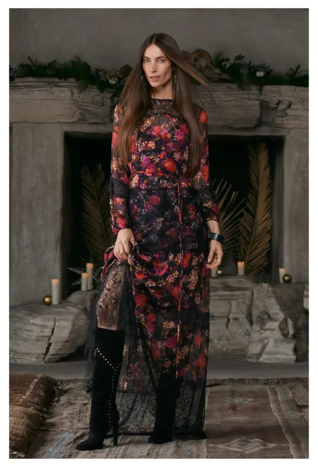 Women Flora Silk Maxi Dress Flora Johnny Was Dresses