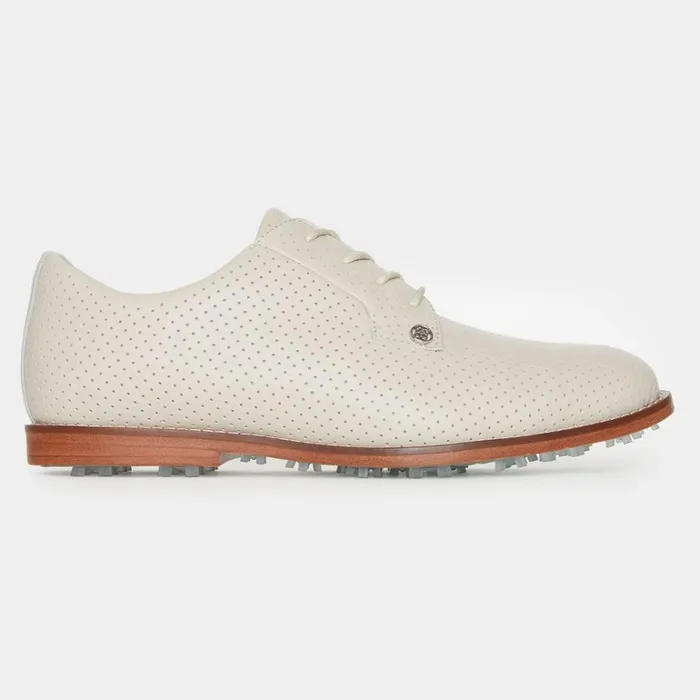 Women GFORE Beige White Perforated Gallivanter Luxe Leather Golf Shoes