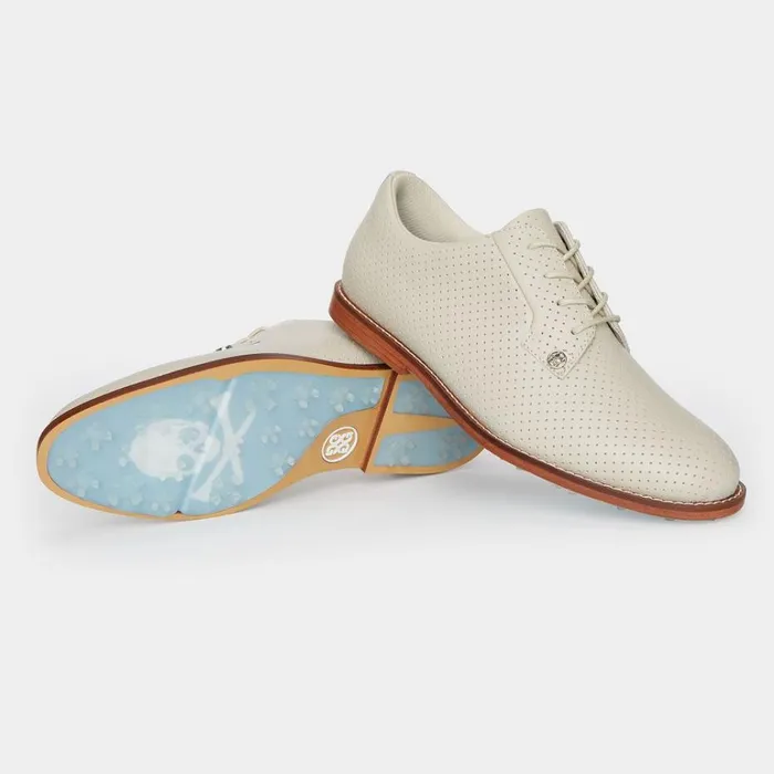 Women GFORE Beige White Perforated Gallivanter Luxe Leather Golf Shoes