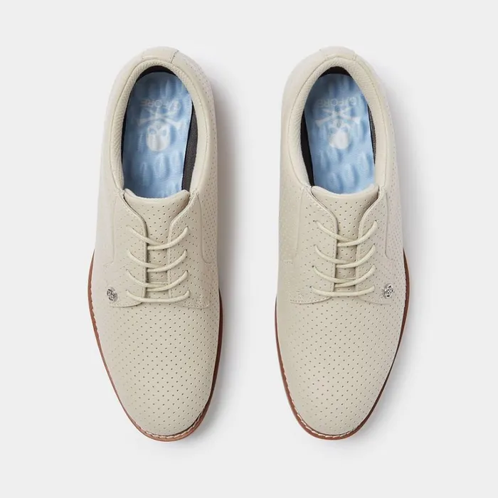 Women GFORE Beige White Perforated Gallivanter Luxe Leather Golf Shoes