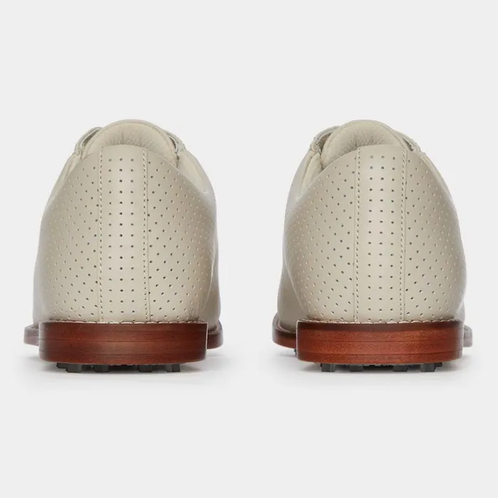Women GFORE Beige White Perforated Gallivanter Luxe Leather Golf Shoes