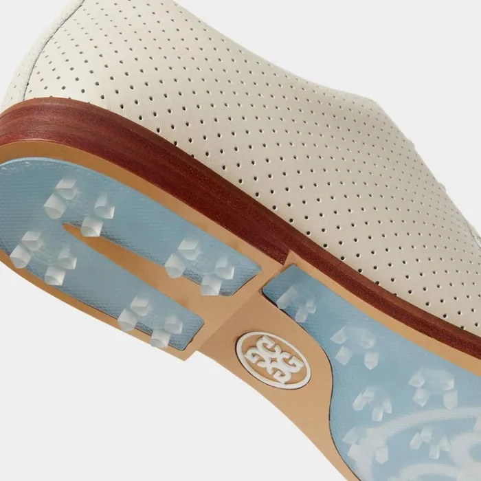 Women GFORE Beige White Perforated Gallivanter Luxe Leather Golf Shoes