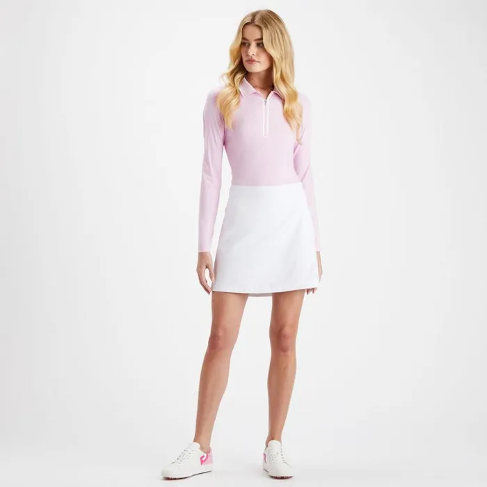 Women GFORE Rose Pink Featherweight Zip Golf Polo