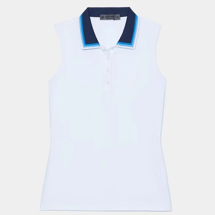 Women GFORE White Gradient Collar Silky Tech Nylon Golf Polo