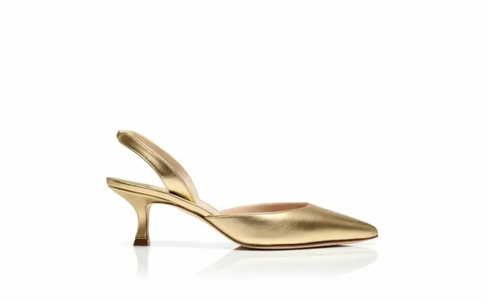 Women Gold Nappa Leather Slingback Pumps Manolo Blahnik Pumps