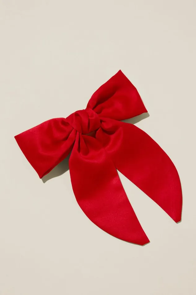 Women Hair Accessories Cotton On Heidi Hair Bow Red Satin
