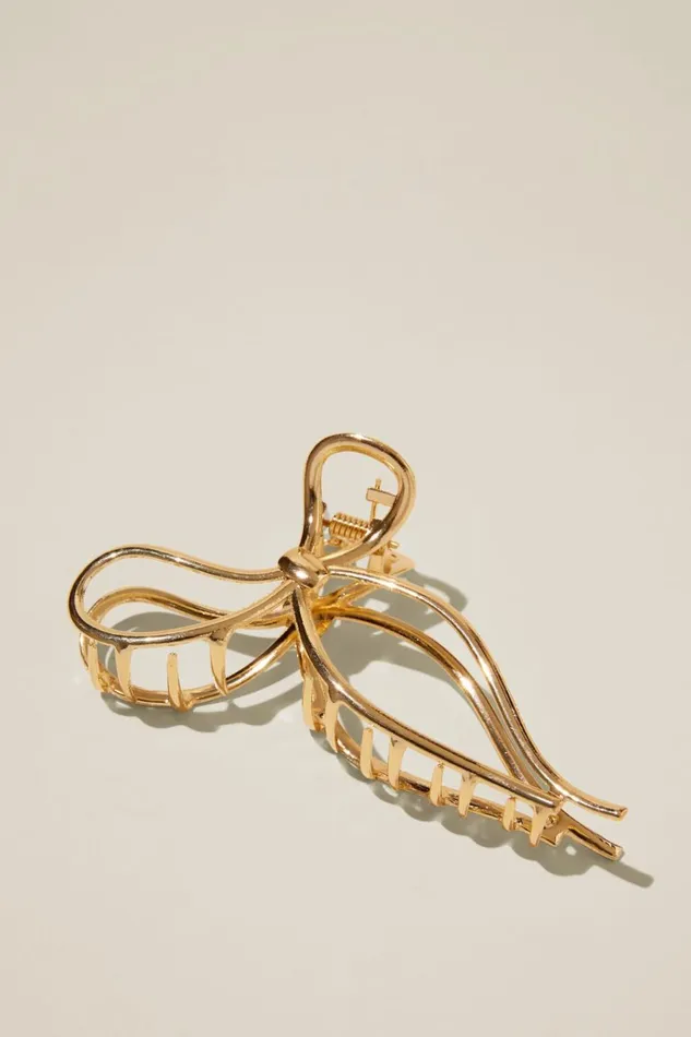 Women Hair Accessories Cotton On Metal Hair Claw Gold Bow