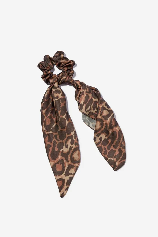 Women Hair Accessories Cotton On Scarf Bow Scrunchie Leopard Print
