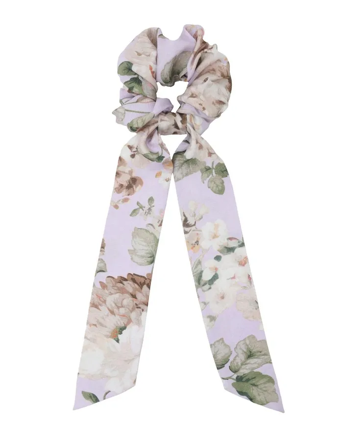 Women Hair Accessories Zimmermann Printed Silk Scrunchie Lilac Floral