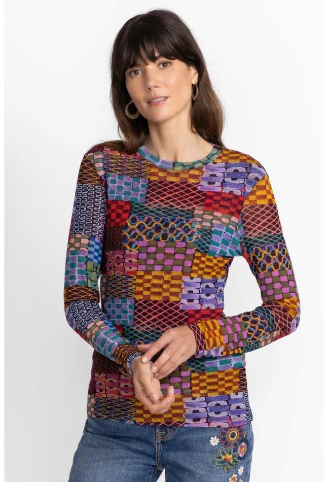 Women Isadora Waves Mesh Tee Isadora Waves Johnny Was Tops