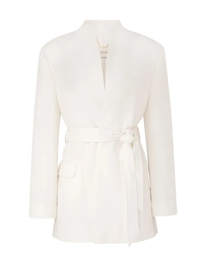 Women Jackets and Coats Zimmermann Crush Belted Blazer Milk