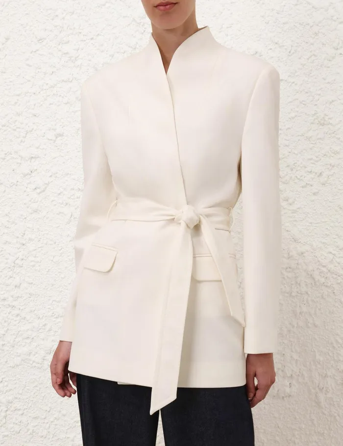 Women Jackets and Coats Zimmermann Crush Belted Blazer Milk