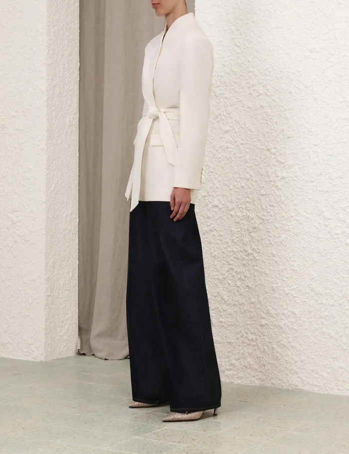 Women Jackets and Coats Zimmermann Crush Belted Blazer Milk
