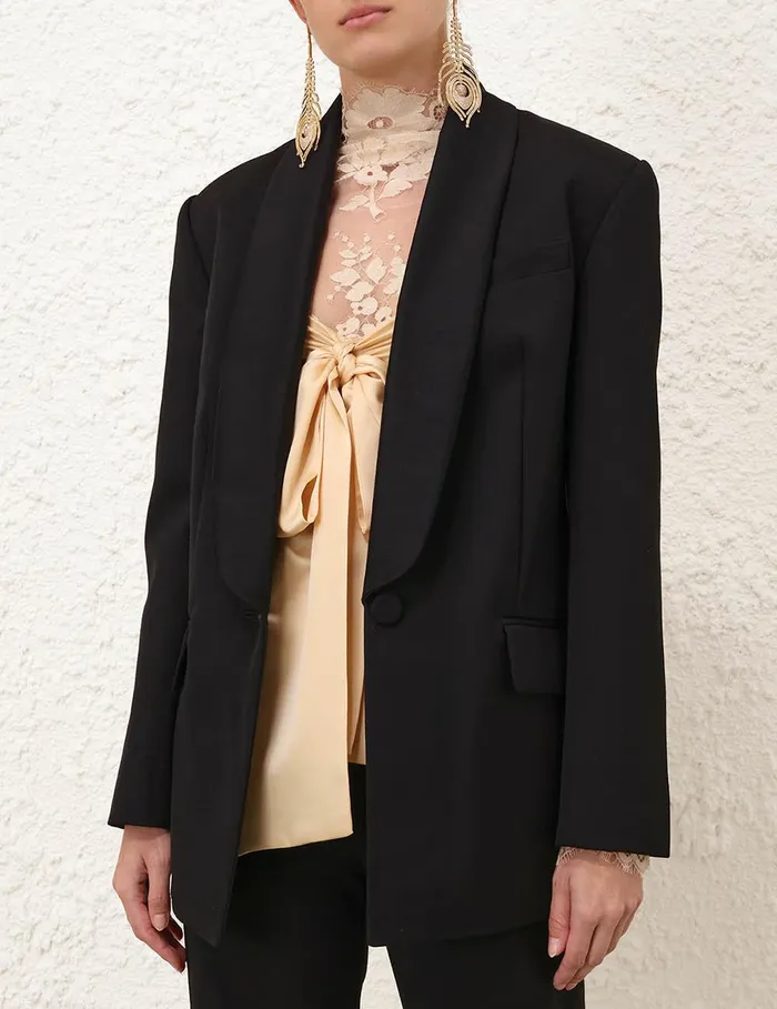Women Jackets and Coats Zimmermann Illustration Shawl Tux Jacket Black