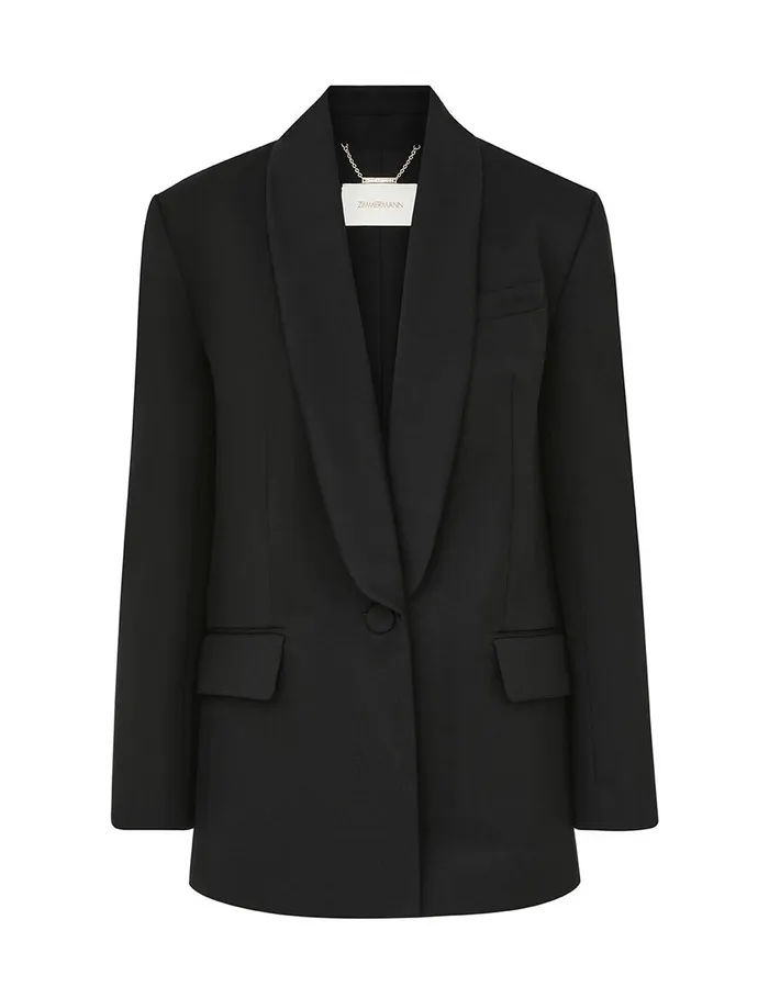 Women Jackets and Coats Zimmermann Illustration Shawl Tux Jacket Black