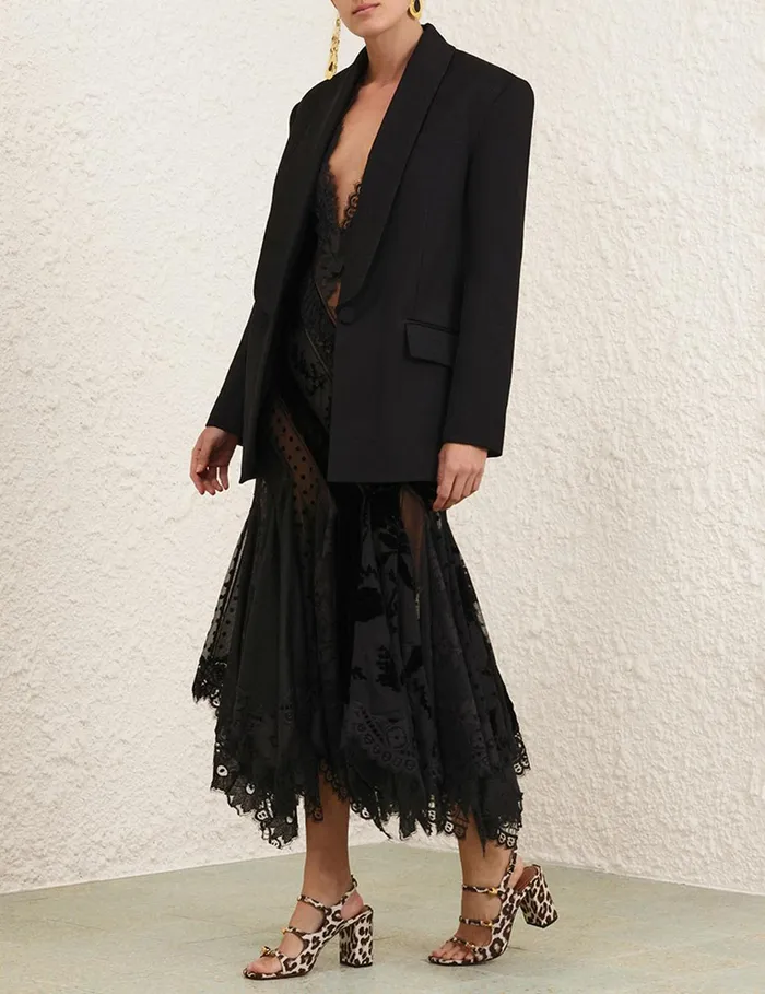 Women Jackets and Coats Zimmermann Illustration Shawl Tux Jacket Black