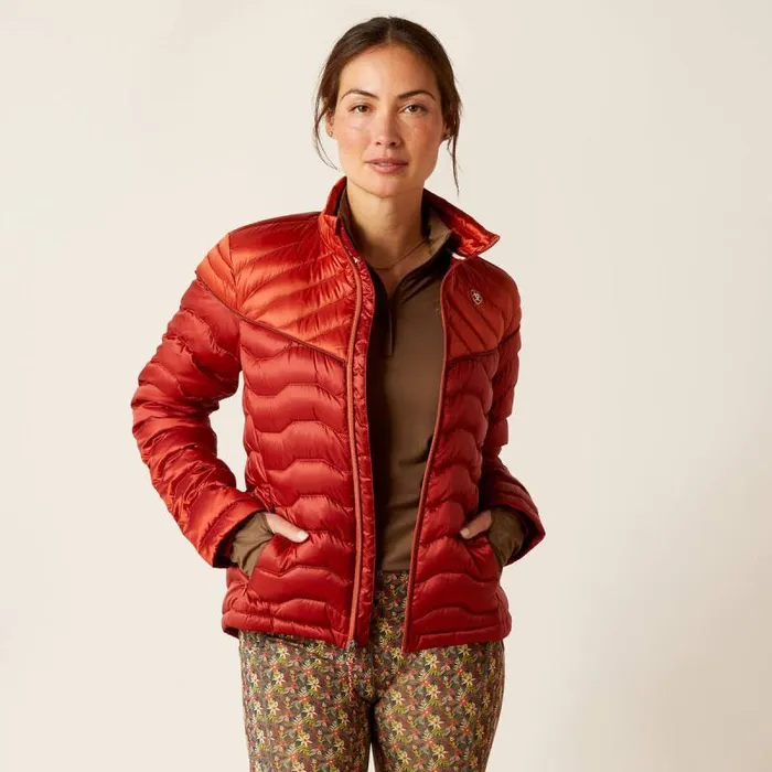 Women Jackets and Vests Ariat Ideal Down Jacket Iridescent Red Ochreburnt Bri