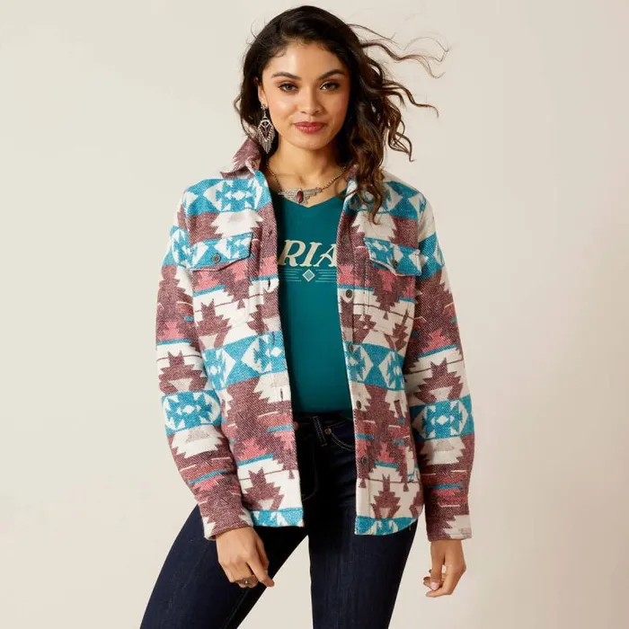 Women Jackets and Vests Ariat Shacket Shirt Jacket Baja Jacquard