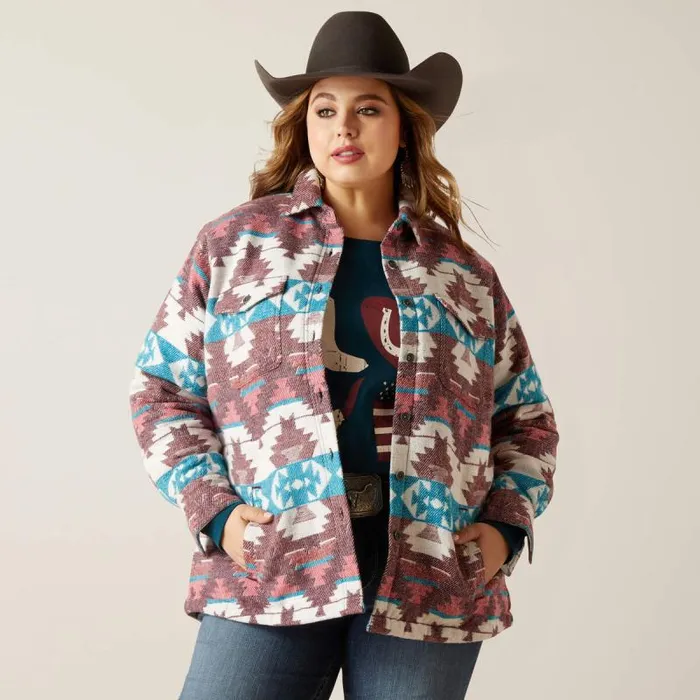 Women Jackets and Vests Ariat Shacket Shirt Jacket Baja Jacquard