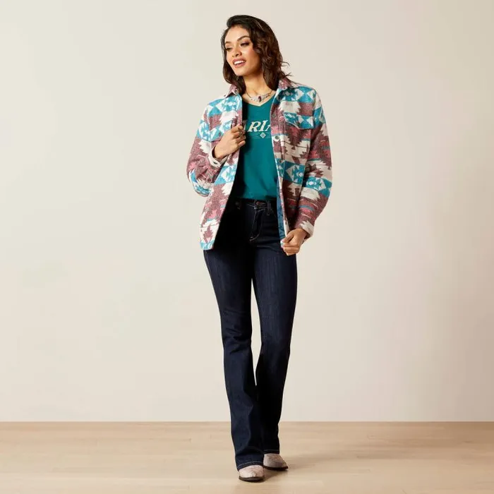 Women Jackets and Vests Ariat Shacket Shirt Jacket Baja Jacquard