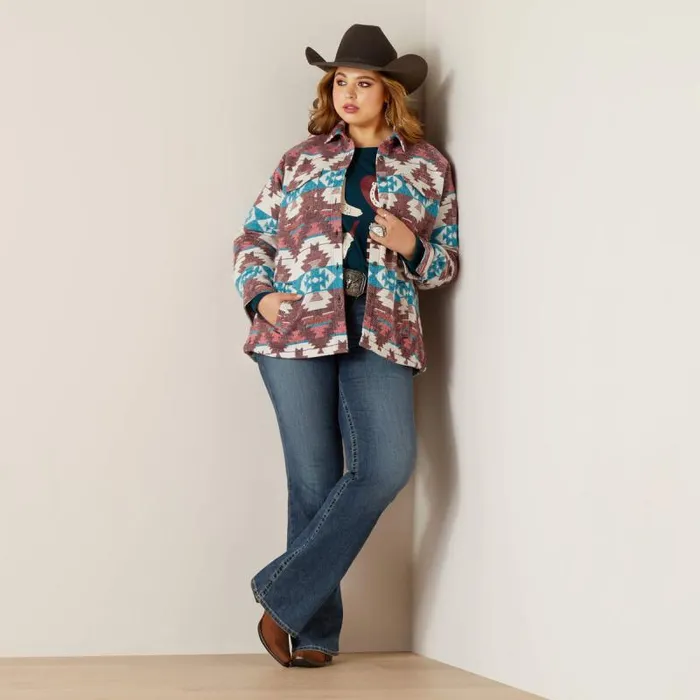 Women Jackets and Vests Ariat Shacket Shirt Jacket Baja Jacquard