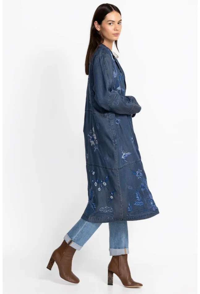 Women Jazmine Duster Coat Denim Blue Johnny Was Outerwear