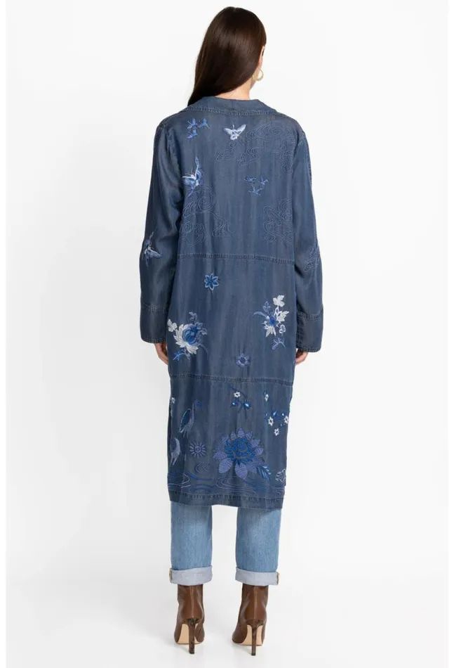 Women Jazmine Duster Coat Denim Blue Johnny Was Outerwear