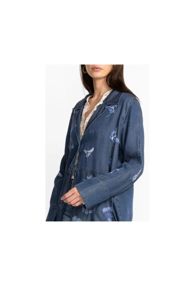Women Jazmine Duster Coat Denim Blue Johnny Was Outerwear