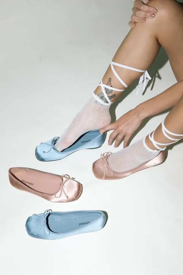 Women Jeffrey Campbell Ballet Flats TUTU Light Grey Satin