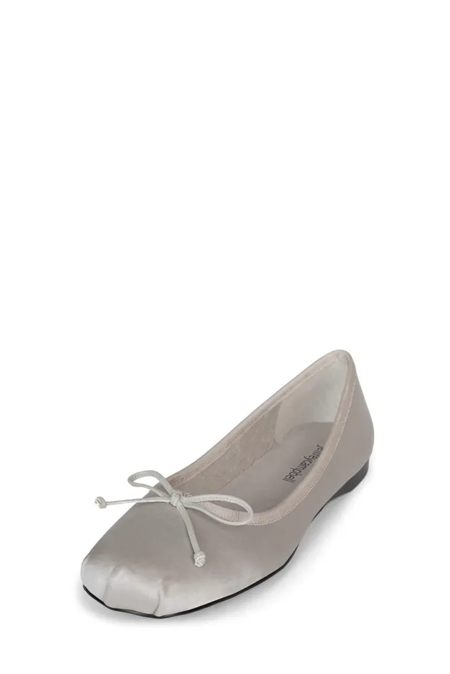 Women Jeffrey Campbell Ballet Flats TUTU Light Grey Satin