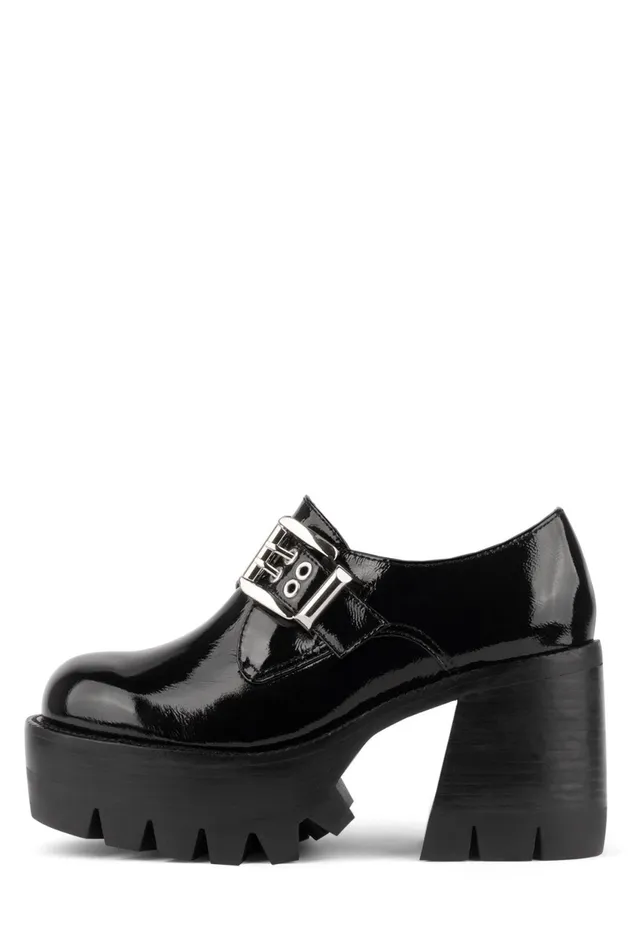 Women Jeffrey Campbell Boot FAIL Black Crinkle Patent