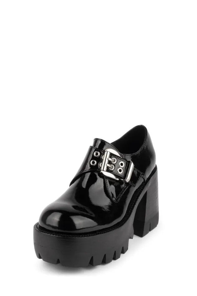 Women Jeffrey Campbell Boot FAIL Black Crinkle Patent