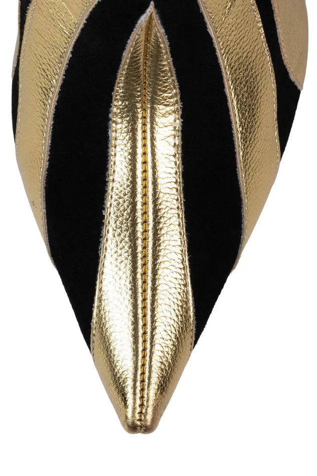 Women Jeffrey Campbell Boot UNTAMED Black Suede Gold