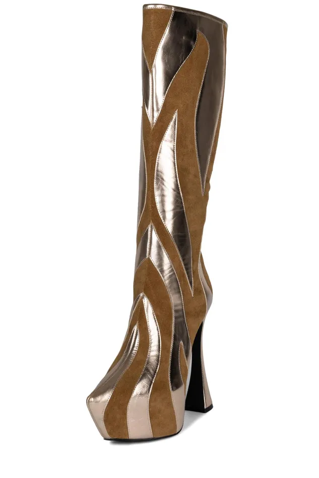 Women Jeffrey Campbell Boot UNTAMED Black Suede Gold