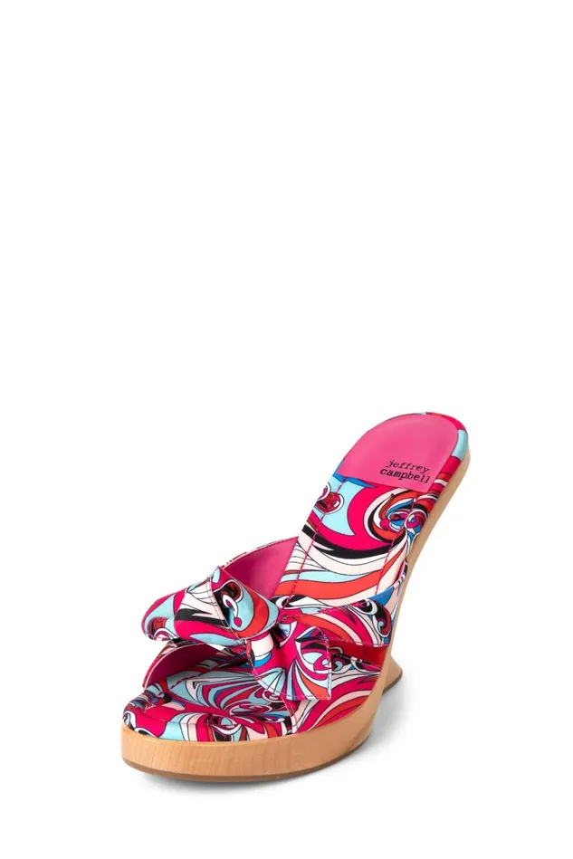 Women Jeffrey Campbell Heel TEASING Fuchsia Blue Multi
